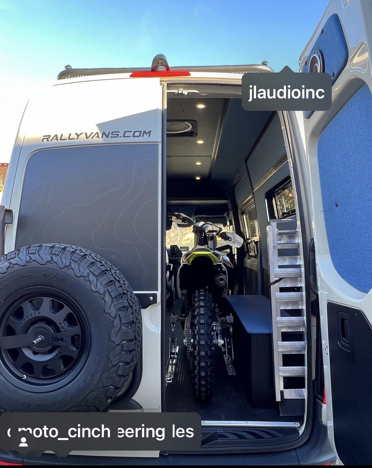 Custom Van builds using Moto Cinch motorcycle tie downs
